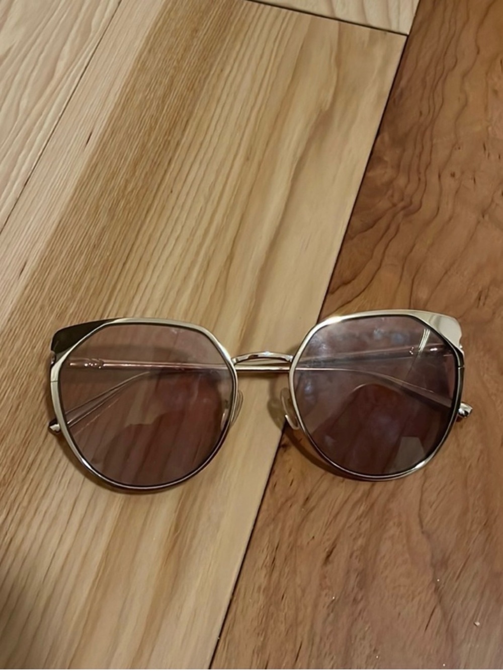 Longchamp Gold Frame Sunglasses with Brown Lenses